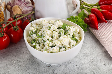 Curd cheese with green herbs