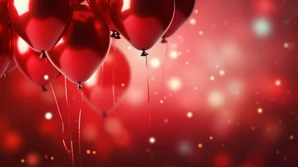 Fotobehang Red balloons background with copy space © NadiaArts
