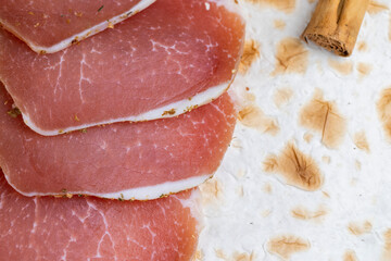 delicious dried meat and traditional oriental thin pita bread