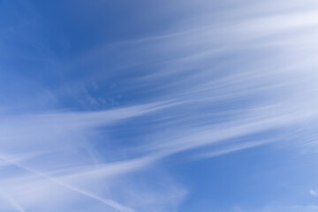 beautiful long cirrus clouds in the sky
