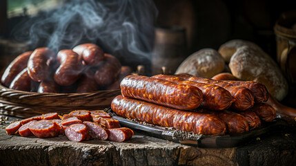 Assorted Sausages Displayed, A Variety of Delicious Options