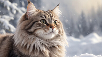 Fototapeta premium Winter tabby cat