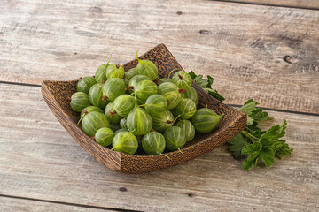 Natural ripe gooseberry heap in the bowl