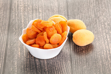 Dried apricot heap in the bowl