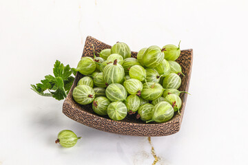 Sweet ripe gooseberries in the bowl