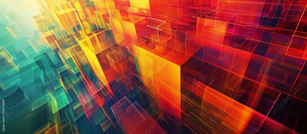 Poster a computer generated image featuring an artful mix of vibrant tints and shades, showcasing a colorfu