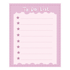 Pink sheet to do list paper