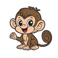 cute  happy cartoon monkey. Baby monkey. Sweet adorable. Vector illustration for children. isolated object. print