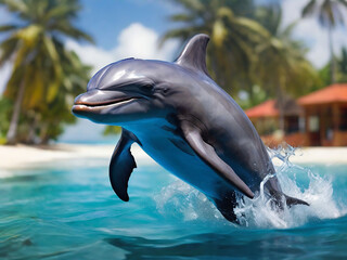 Playful Blue Dolphin in Tropical Waters
