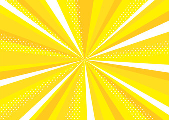 ドットが入った集中線の背景素材　黄色