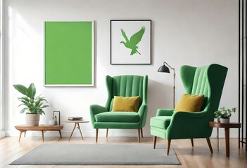 modern interior design with green sofa