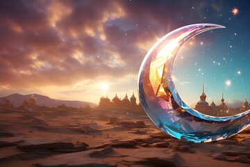 Crystal moon, Ramadan background