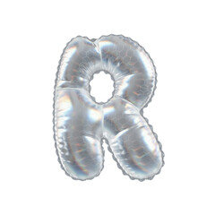 3D Balloon Letter R in Caustic glass hexagon Pattern