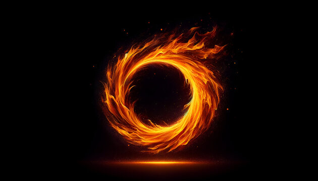 Majestic blaze wheel with soaring flames, creating a striking contrast on a black canvas for impactful visual compositions.
Generative AI.
