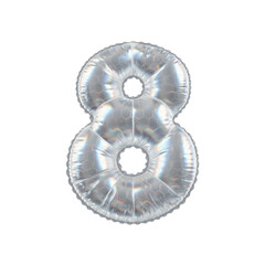 3D Balloon Number 8 in Caustic glass hexagon Pattern