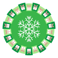 Colorful illustration with Snowflake Icon on White Background.