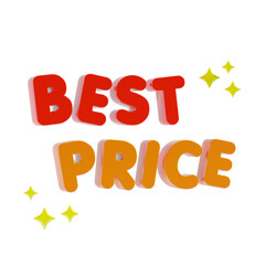 best price shopping text 3d icon