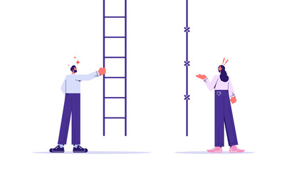 Gender gap, missing equality between woman and man on work. career, business discrimination concept. Inequality wage