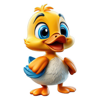 Duck cartoon character on transparent Background