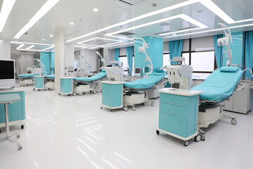 Modern hospital room equipped with advanced medical technology at night