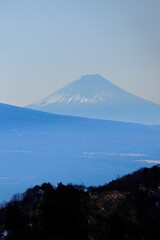 長野県富士見台ビーナスラインからみた富士山と八ヶ岳の裾