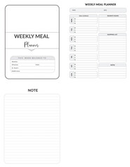 Editable Weekly Meal Planner Kdp Interior printable template Design.