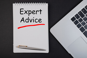 Expert advice text concept write on notebook