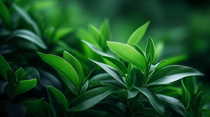 Fototapeta premium Nature of dark green leaf in garden. Natural green leaves plants using background cover page environment ecology or greenery wallpaper