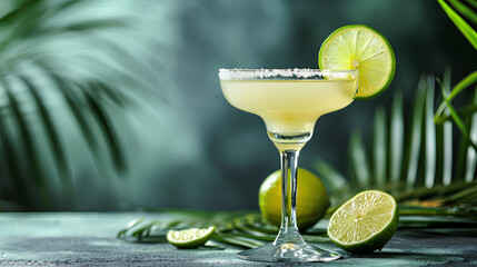 A classic Lime Daiquiri cocktail elegantly presented with a lime slice garnish