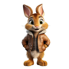 Hare cartoon character on transparent Background