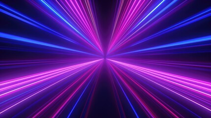 Obraz premium Abstract light rays in blue and pink on a dark background.