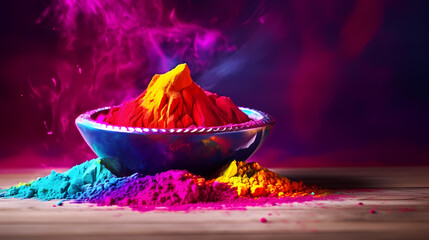 Happy Holi festival concept in India, colorful powder background