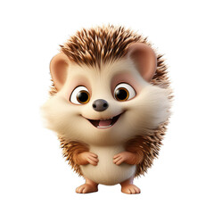 Hedgehog cartoon character on transparent Background