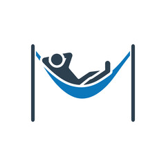 Person relaxing in a hammock vector - obrazy, fototapety, plakaty