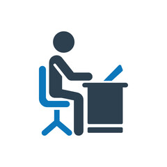 Working At Desk Icon