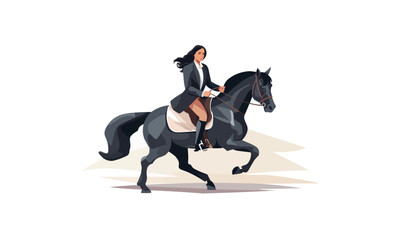 woman in suit riding horse vector flat isolated illustration