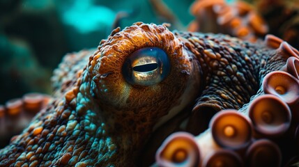 Close-Up View of Octopus in Underwater Environment