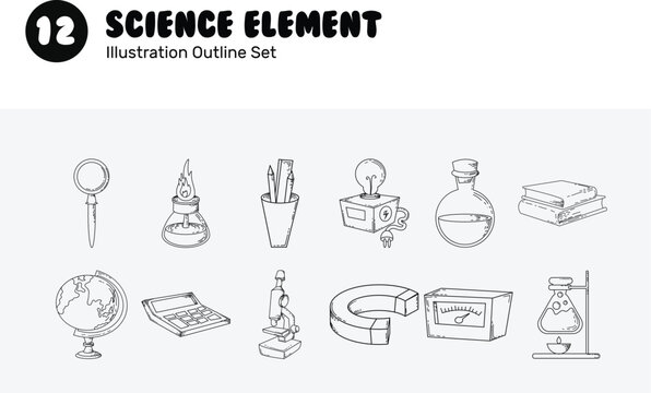 Science Element Outline Illustration Set
