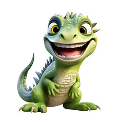 Fototapeta premium Iguana cartoon character on transparent Background