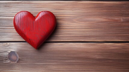 Red heart on a old wooden  background