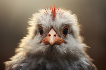 Fototapeta premium Delicate Little chicken closeup. Farm baby bird. Generate Ai