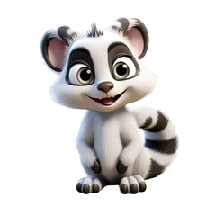 Obraz premium Lemur cartoon character on transparent Background