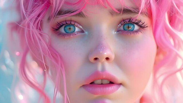 ピンク髪の女性ポートレート,Generative AI 