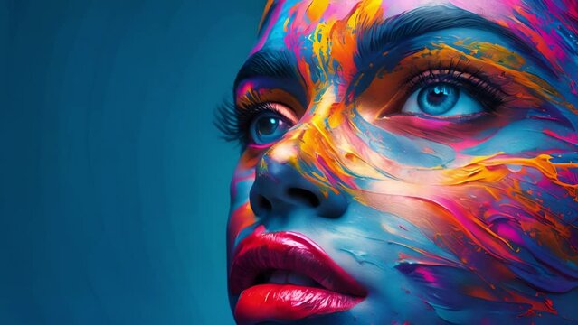 カラフルな女性の顔,Generative AI 