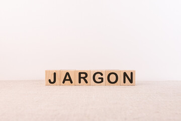 jargon on toy cubes on a light background