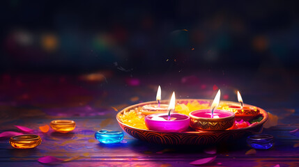 Happy Holi festival concept in India, colorful powder background