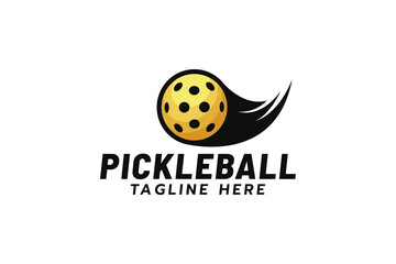 pickleball logo with a flying ball in an attractive yellow color