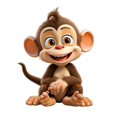 Fototapeta premium monkey cartoon character on transparent Background