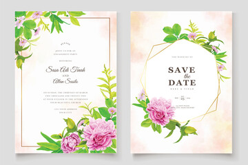 watercolor peonies background and wreath background illustration