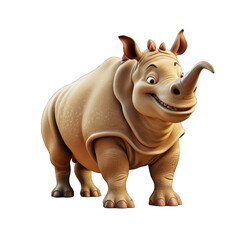 Naklejka premium Rhinoceros cartoon character on transparent Background